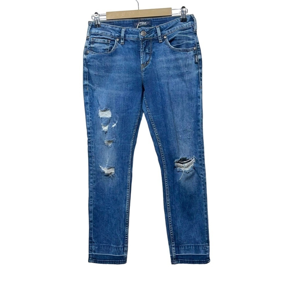 Silver Jeans Sam Distressed Straight Leg Jeans Size 27